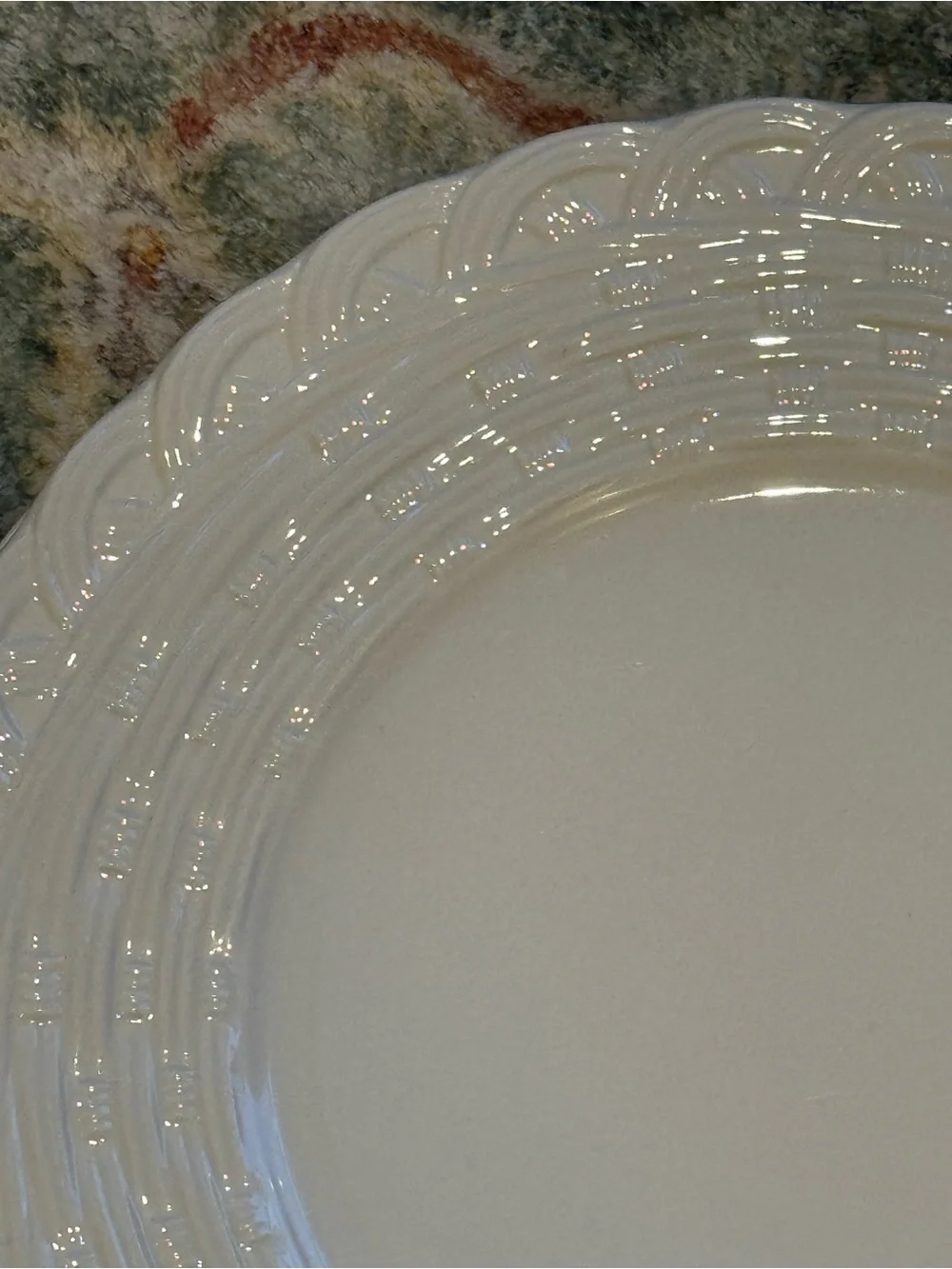 VINTAGE MIKASA Wicker White 12” Stoneware Plates- Set of 2